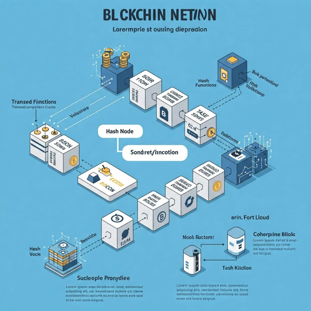 Blockchain structure infographic.
