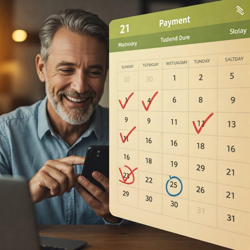 Calendar with payment checkmarks