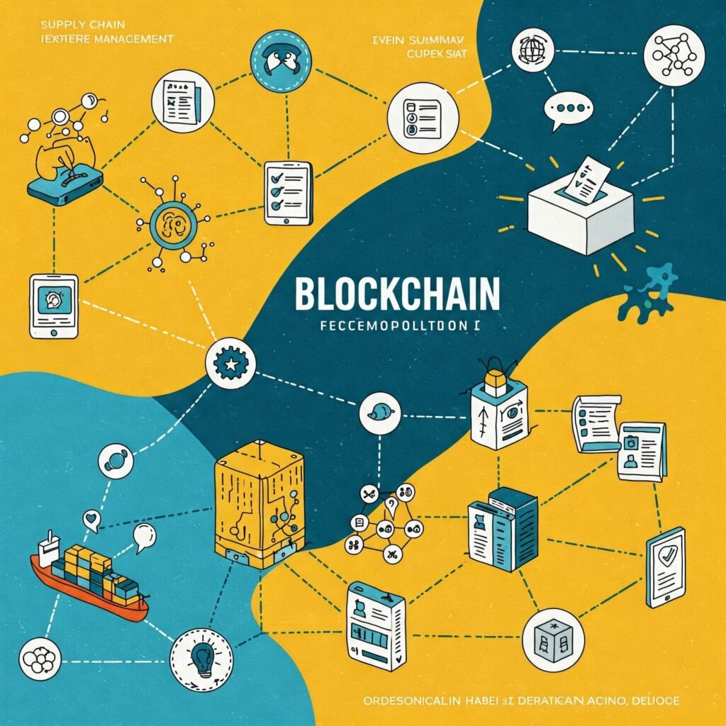 Blockchain applications collage.