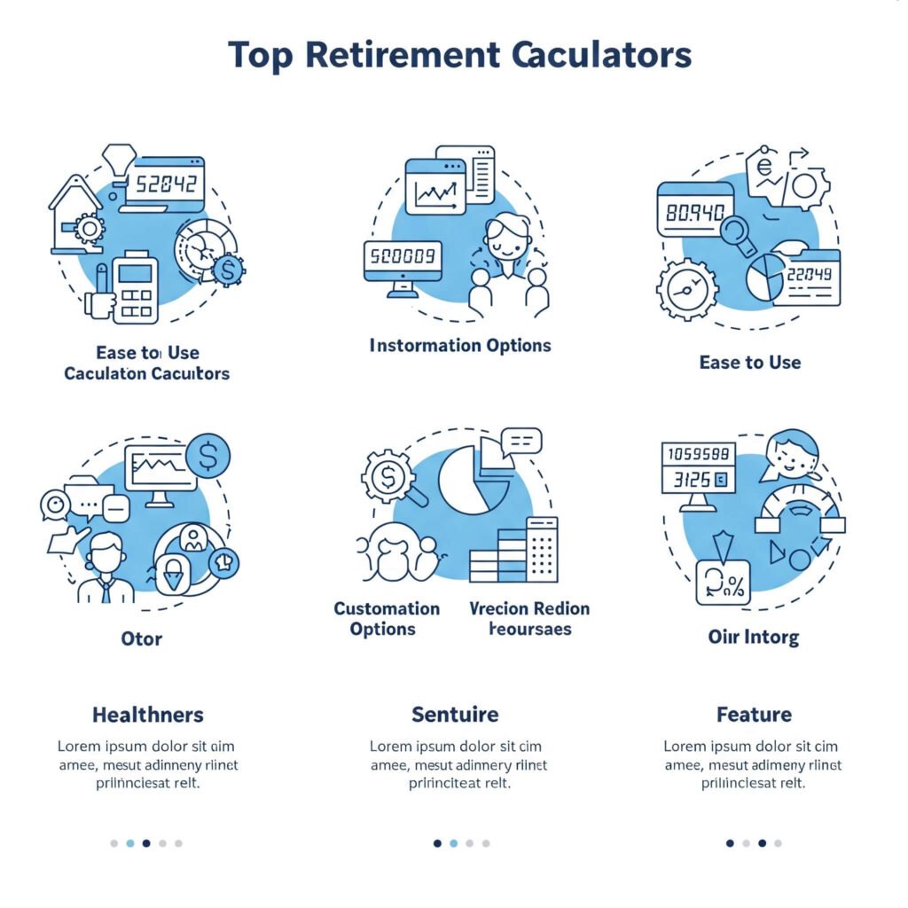 Retirement calculator comparison infographic.