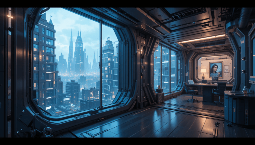 Cityscape with glowing security nodes, hinting at my hopeful crypto future