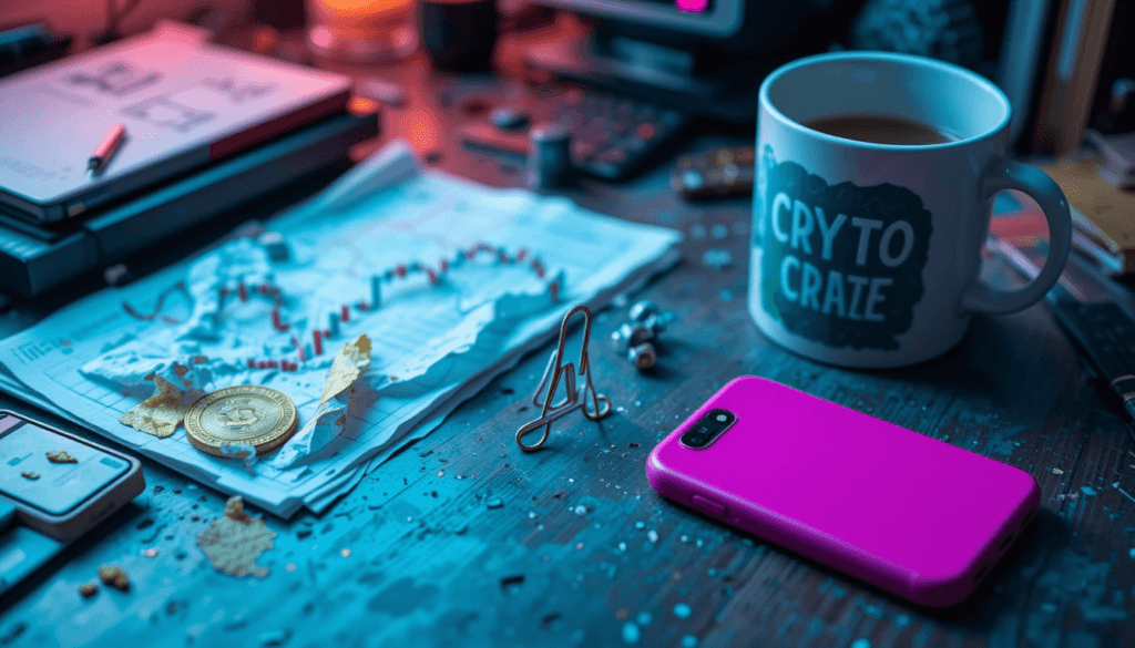 a crumpled crypto price chart
