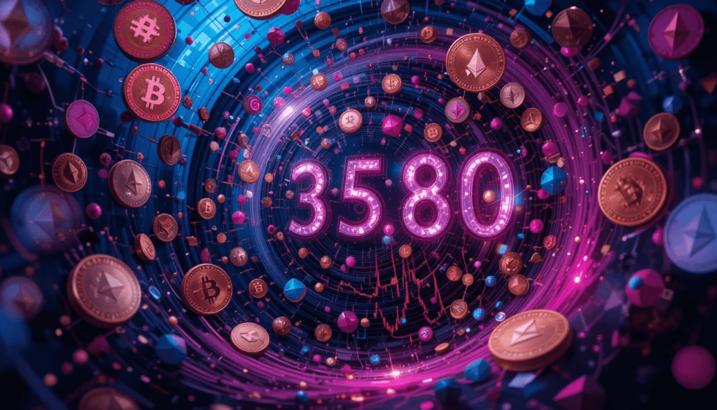 A chaotic digital collage of crypto coins