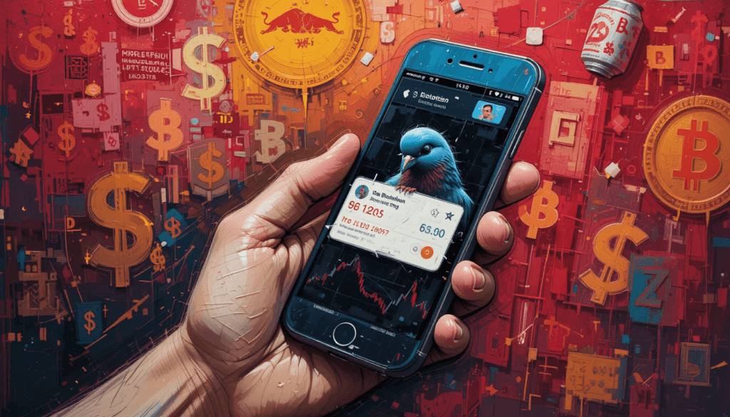 my hand holding my phone with a crypto exchange notification
