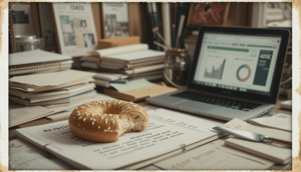 “My desk’s a mess, just like my retirement plans.”