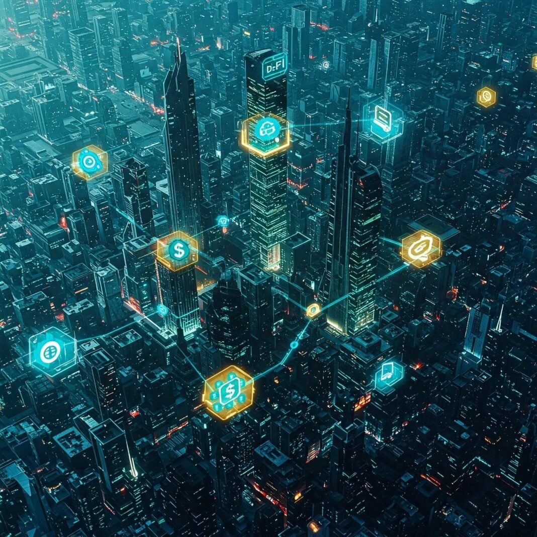Futuristic DeFi Cityscape